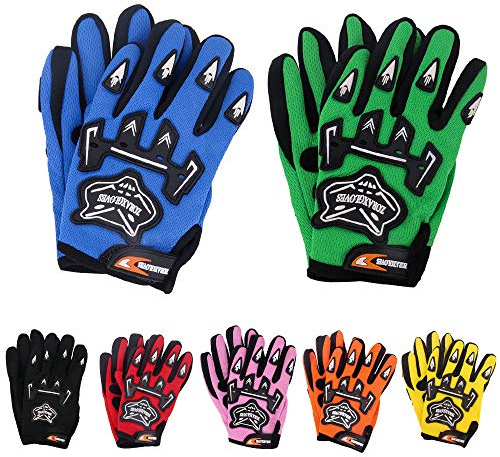 Zorax Negro (M - 6 cm) Guantes de Motocross MX para niños Guantes de Moto para niños Dirt Bike Quad Moto