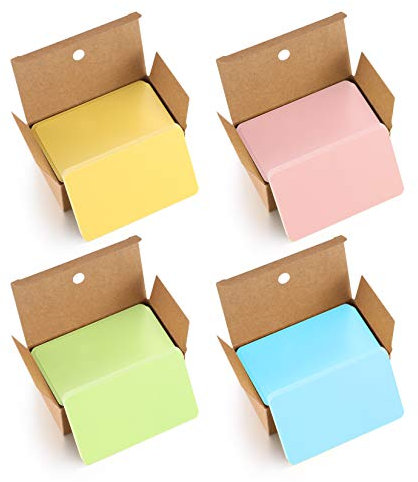 400 Stück Blanko Papier Karten, Farbige Kraftpapierkarten, Bunte Karteikarten, Memory Karten Blanko, Visitenkarten Papier, Lernkarten Leer für Lernen, Heimwerken, Gedächtnis (Pink/Grün/Gelb/Blau)
