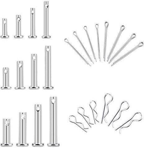 INCREWAY Cotter Hairpin Assortment Kit, 120Pcs Stainless Steel M3/M4/M5 12 Species Clevis Pin Flat Head Pin with Hole & 2 Sizes Cotter Pin & R Hitch Pin Clips, Fastener Set with Box