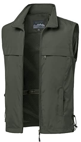 MeiLayM Herren Outdoor Angelweste Multi Pocket Weste Sommer Schnell Trocknende Weste Sport Reißverschluss Weste Fotografie Camping Jagd Bergsteigen ärmellose Jacke