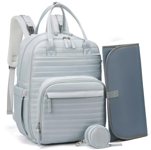 Sea choice Wickeltaschen Großer Windelrucksack Stilvoll Diaper Bag Unisex | Mobiler Wickelauflage,Abnehmbarem Schnullerhalter,Kinderwagengurte,Isolierten Taschen,Mit viele Fächer für die Babypflege