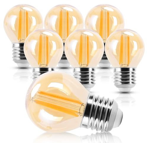 Aigostar Vintage Bombilla LED E27， 8W Equivalente a 64W，Luz Cálida 2200K， 880lm， G45 Bombilla Filamento Led，No Regulable，6 Pieza