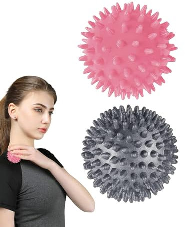 DHWEKU 2 Pièces Balle de Massage Set, Boule Hérisson, massage de trigger point, Pour massage Pour Massage du Dos, Des Jambes, Des Pieds et Des Mains Muscle Relax（7CM ）