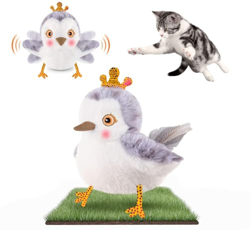 Migipaws Katzenspielzeug Flattervogel,lebensechtes Schnepfe-Zwitschern,interaktives elektrisches Katzenspielzeug,berührungsaktiviert,mit Katzenminze,wiederaufladbar (Prinzessin)