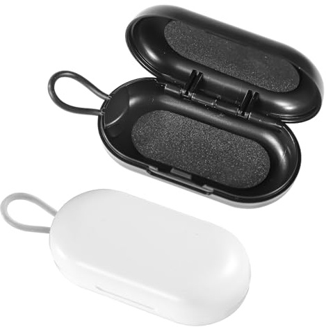 2 Pcs Earplug Cases, Ear Plug Holder Cases Portable Earplug Case Mini Plastic Earplug Case Earplug Carrying Case Keychain for Travel Camping Business (Black and White)
