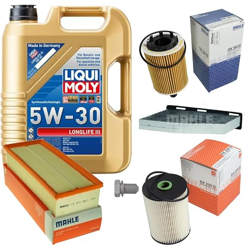 EISENFELS Inspektionspaket enthält 5 L Motoröl 5W-30 Longlife3 Ölfilter Luftfilter Innenraumfilter Aktivkohlefilter Kraftstofffilter Verschlussschraube für Touran 1T1 1T2 2.0 TDI 16V Caddy III