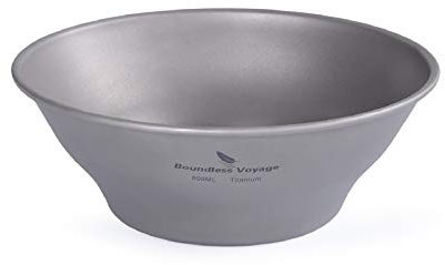 iBasingo Bol en Titane Assiette Bol Ultraléger à Paroi Simple Plat Vaisselle de Camping en Plein Air Ustensiles de Cuisine avec Sac de Transport Ti15164BI