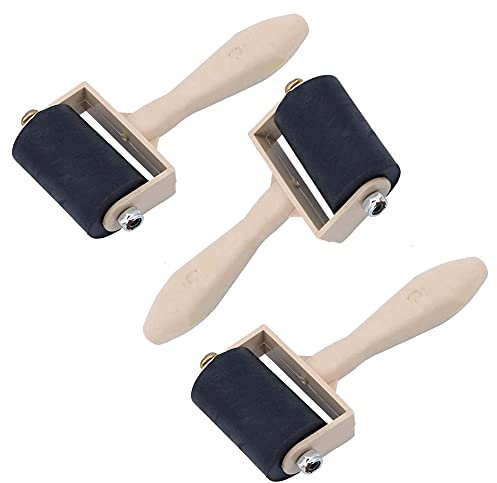 3 Pcs Rubber Brayer Rollers Ink Applicator Printmaking Art Craft Rollers Paint Brushes for Craft Projects Ink Stamping Lino Printing Ink Lino Ink