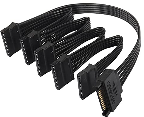 Sinloon SATA Power Splitter 1 zu 5 Adapterkabel 15 Pin für HDD, SSD, optisches Laufwerk