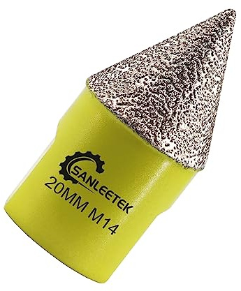 Diamant Fasenbohrer 20mm Fliesenfräser SANLEETEK - Anfasen, Formen, Vergrößern und Schleifen von Löchern in Keramikfliesen, Porzellan, Marmor, Granit, M14-Gewinde