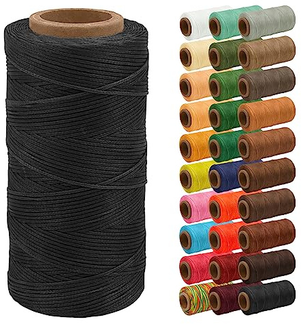 Uiopa Wachsfaden, 0,8mm x 270m Flacher Ledergarn Gewachst, Leder Nähen Faden Sattlergarn Gewachste für Nähprojekte, Reparatur, Buchbinden, DIY Basteln