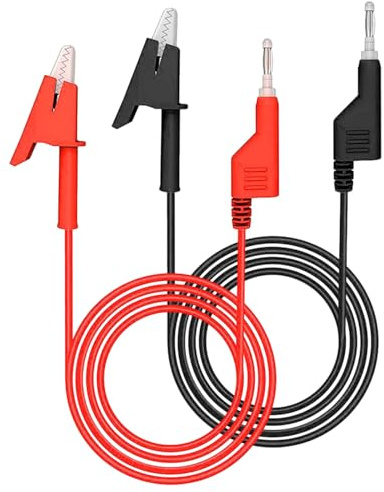 Lot de 2 câbles de mesure - 15 A - Câble d'alimentation de laboratoire - Câble de mesure 4 mm - Câble multimètre - Fiche banane vers pinces crocodiles - Câble flexible pour pinces multimètre - Test