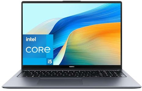 HUAWEI MateBook D 16 2024, 12th Gen Intel Core i5, 8GB RAM, 512GB SSD, 16 Zoll FullView Display, 1,68 kg leichten Gehäuse, Windows 11 Home, Space Gray, Deutsche Version