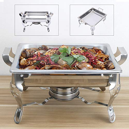 DSYOGX Serbatoio in acciaio inox da 6 l, scaldavivande per alimenti, con contenitore termico pieghevole per alimenti, per catering buffet, feste, argento