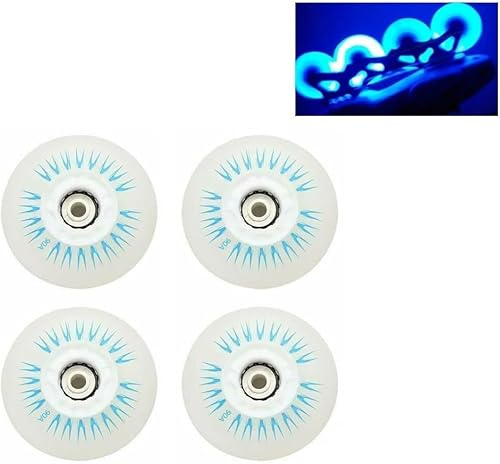 Light Up Roller Skate Wheels Outdoor, med kullager LED Glow in The Dark Inline Skate Skate Wheels Tillbehör, for reparationsersättningsuppgradering, for barn & vuxna & tonåringar/146(Blue,80mm)
