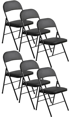 Eigentlich Event Klappstuhl Gästestuhl schwarz, 6er Set | Strapazierfähiger Faltstuhl Besucherstuhl Kunstleder, Sitzfläche gepolstert, schwarzes Metallgestell klappbar, platzsparend