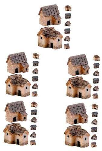 BESPORTBLE 5 Sätze Simuliertes Reetdachhaus Pendel Winziges Heimdekoration Hausdekorationen Für Zuhause Mini Cottage Entzückende Mini Dekoration Heimbedarf Mikro 8 Stück * 5