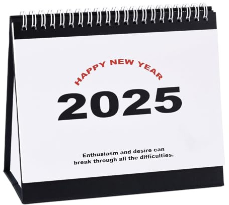 Tischkalender, Läuft von Oktober 2024 Bis Dezember 2025 Dickes Papier Stand-Flip-Kalender 2025 mit Doppeldrahtbindung für für Zuhause Büro Schule (Schwarz)