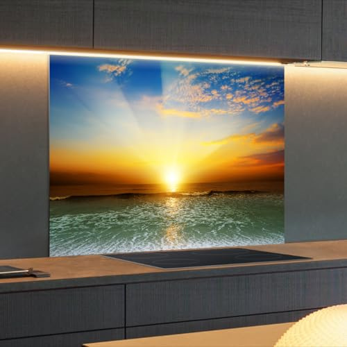 Spritzschutz Küchenrückwand Alu Matt 125 x 40 x 0,3 cm Fantastischer Sonnenuntergang Rückwandküche, Küchenwand Wandschutz, Herd Spritzschutz, Rückwand Küche - RUECKWAND24