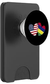 America Mauritius Heart Flag American Mauritian Roots PopSockets PopWallet for MagSafe