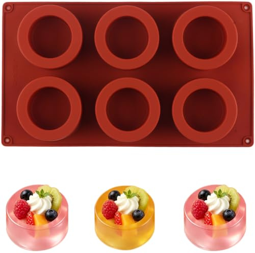 BOYANAN 6-Cavity Cookie Shot Glass Silicone Mould Round Chocolate Moulds for Chocolate Candy Pudding Mousse