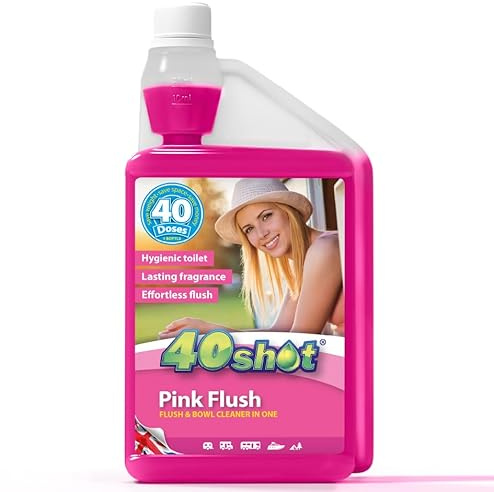 40Shot Pink 2 Pack – 2 x 1L Flush Rinse Concentrate – 80 Doses – Limescale Prevention & Fresh Flush Water – Biodegradable & pH Neutral