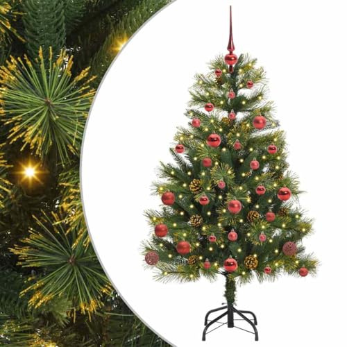 vidaXL Árbol de Navidad Artificial con Ramas Plegables y Conos 150 cm, Árbol de Navidad Moderno, en Forma de Cono, con Luces LED, Decorativo para jardín, Sala o terraza