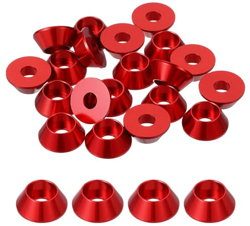 QUARKZMAN Arandelas Cónicas M6, Juntas De Aluminio Anodizado Arandelas De Cabeza Cónica Para Tornillos Accesorios RC/FPV/PC/Drones/Partes De Modelos Mecánicos, Paquete De 20 (Rojo)