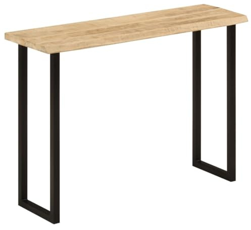 Frdhee Mesa de bar, mesa de sofá estrecha, mesa auxiliar, mesa consola con borde de árbol, 105 x 33 x 76 cm, madera maciza de mango, mesa auxiliar estrecha para salón, pasillo, entrada, ahorra espacio
