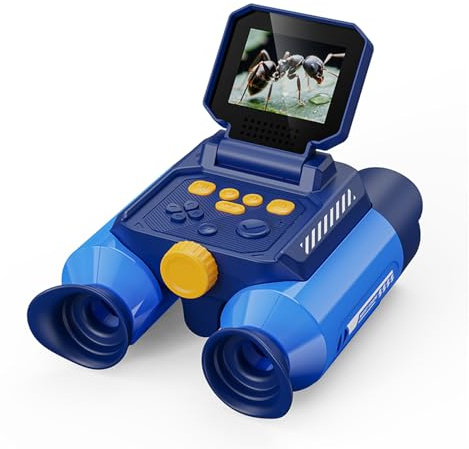 ASPOVEN Prismaticos Niños Aventura Cámara, Prismaticos Vision Nocturna, Prismáticos de Juguete con Cámara-Fotos y Vídeos, Juegos Educativos, para Niños Acampadas, Senderismo, Exploración (Azul)
