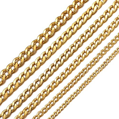 MASADA Halsband för män i rostfritt stål, från tunn till tjock, pansarkedja, silver- och guldfärg
