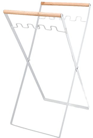 Fdit Supporto per Sacco della Spazzatura, Supporto per Sacco della Spazzatura Portatile Pieghevole con Manico in Legno di Gomma per Uso Interno Ed Esterno (Bianco)