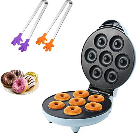 Electric Non-Stick Donut Maker for 7 Small Treats - Create Delicious Mini Doughnuts with Ease - Ideal for Kids' Fun Decorating and Icing
