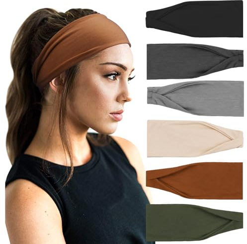 DRESHOW 6 Pièces Bandeau Cheveux pour Femme Yoga Courir Bandeaux Sport Entraînement Bandeaux Mignon Accessoire