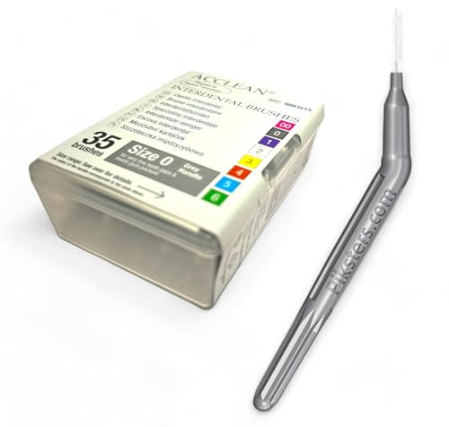 DE Healthcare Products – Piksters (35 Stück), wiederverwendbare Interdentalbürsten, 7 mm lang, Draht-Ø 0,36 mm, zylindrisch, Größe 0, grau