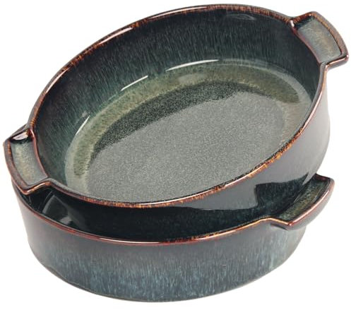 LIUYWYHCF Ceramic Casserole Baking Dish -13.5 Ounces Baking Dish for Oven, Lasagna Pans, Oven Safe Durable Bakeware for Kitchen Home Decor, Banquet and Dinner, Round 2 pieces 5.5 x 5.5 Inch