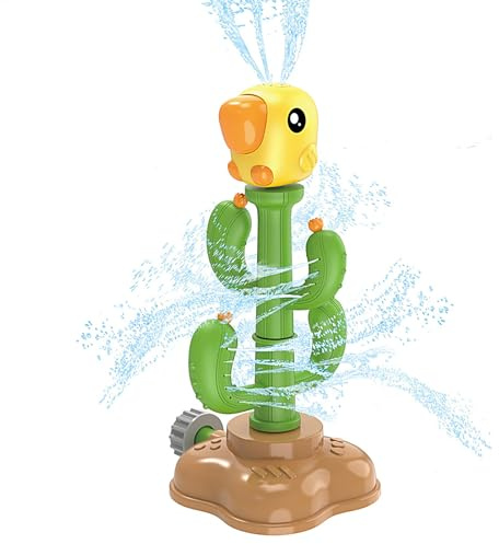 Outdoor Sprinkler Cactus Spray Toy, Funny Garden Fountain, Garden Play Accessories, Anti-Fresh Hose Connection, Adjustable Spray Angle, Soft Water Flow with Base