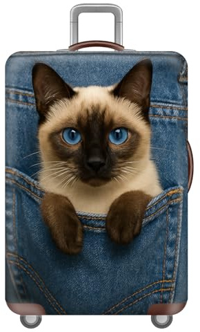 KofferschutzhüLle Koffer HüLle Mit Tiermotiv Katze Hund,KofferüBerzug,Staubdicht,Kratzfest,Elastische,Waschbare Luggage Cover,Reisetaschen & KofferzubehöR,Kinder,Erwachsene (Farbe 1,M(22-24inch))