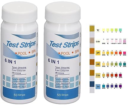 6 i 1 alkalinitetstest pH-test alkalinitetstest snabbt och exakt vattentest för pool spa akvarium 100 stycken solrospapper med förvaringsflaskor