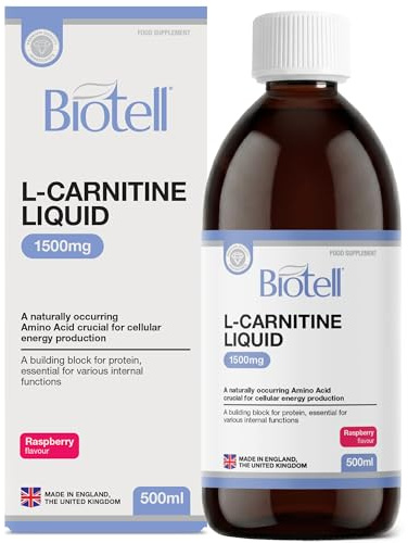 Biotell L-Carnitine Liquid 1500mg – 500ml High Strength Amino Acid Fat Burner for Men & Women – Non Stim Pre Workout Shot – Fat Metabolism, Energy, Endurance & Weight Loss – Vegan Raspberry Flavour