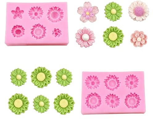 2 Piezas Moldes de Silicona de Flores Reposteria,3D Molde Silicona Manualidades para Chocolate,Pasteles,Fondant,Jabón,Bricolaje,Vela