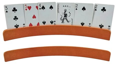 Spelkortshållare i trä - Fristående kortstativ Set om 2 | Träspelkortshållare för poker Pinochle Kortspel, Kortorganisator Bordshållare för barn Vuxna Seniorer, Hands Free Card R