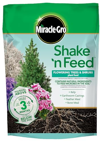 Miracle-Gro Shake 'N Feed Flowering Trees and Shrubs Plant Food, For In-Ground and Container Plants, Acid-Loving Flowering Plants, 8 lbs.