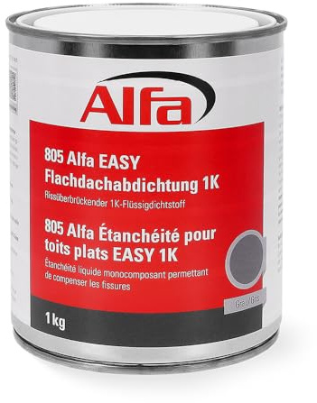 Alfa Flachdachabdichtung 1 kg Flüssigkunststoff für Dach – Garagendach | Profi Qualität – Gebrauchsfertiger Flüssigkunststoff für Flachdächer, Garagen und Carports, UV-beständig und rissüberbrückend