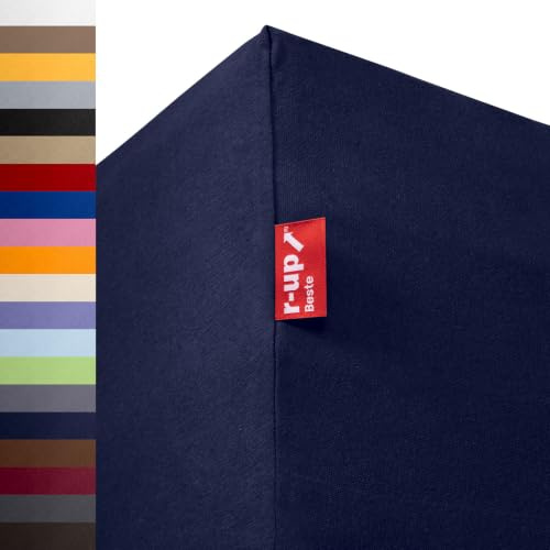 r-up Beste Spannbettlaken 120x200-130x220 bis 35cm Höhe viele Farben 95% Baumwolle / 5% Elasthan 230g/m² Oeko-TEX stressfrei auch für hohe Matratzen (dunkelblau)