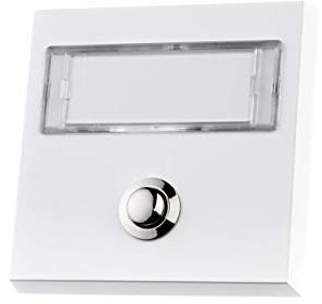 HUBER campanello da esterno in metallo - con targhetta extra large per nomi doppi - pulsante in ottone cromato - campanello con illuminazione a LED