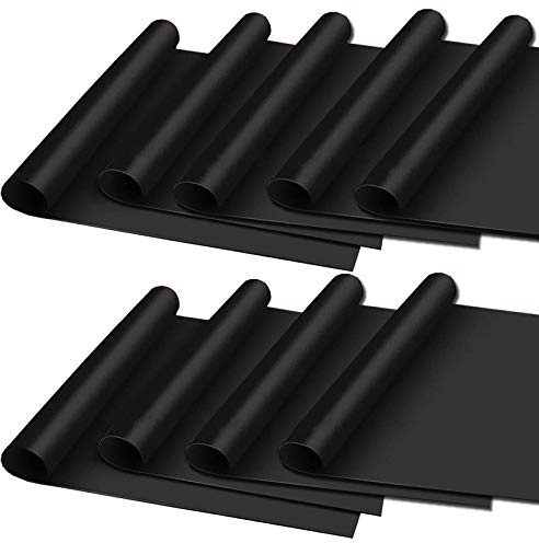 9er Set BBQ Grillmatte Antihaft Dauer Grillmatten Glasfaser Grillunterlage Bratfolie Grill Unterlage Backmatte
