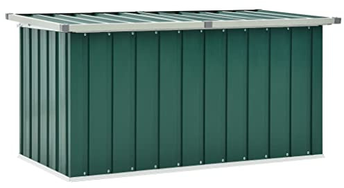 FIRBNUS Baule da Giardino Verde 129x67x65 cm - Cassapanca Contenitore Da Esterno Grande in Acciaio Zincato e Plastica