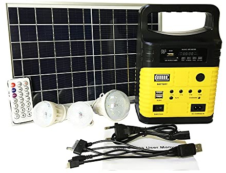 Tragbare Powerstation,7500mAh Solargenerator, mit Solarpanel, für Outdoor Camping, Notfallfischerei Tour Gruppe RV Reisen, Polykristallines Solarpanel mit 3 LED-Leuchten
