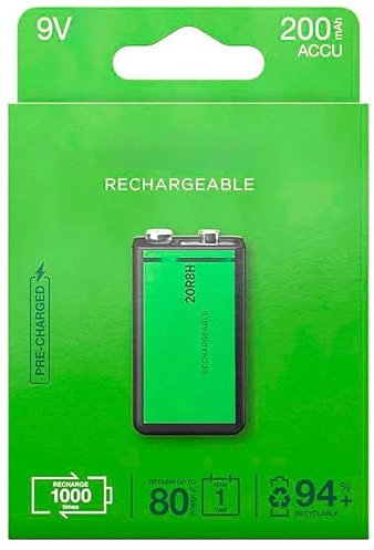 Batteria ricaricabile 9 V da 200 mAh precaricata in fabbrica, 1 batteria